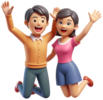 a couple having fun 3d png