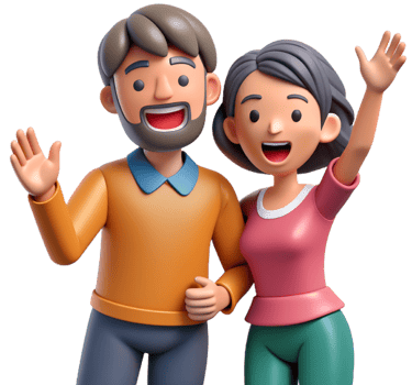 a couple having fun 3d png
