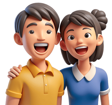 a couple having fun 3d png