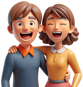a couple having fun 3d png
