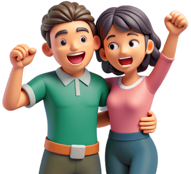 a couple having fun 3d png