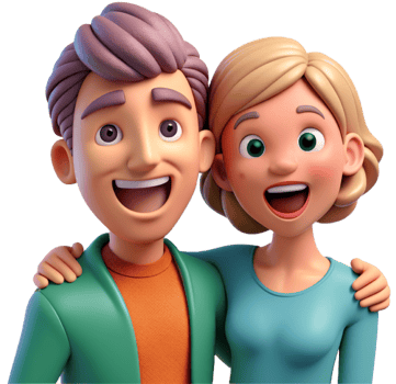a couple having fun 3d png