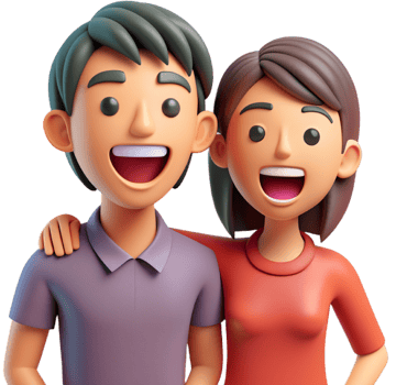 a couple having fun 3d png