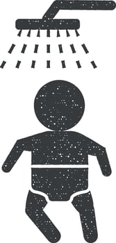 Baby, take a shower icon vector illustration in stamp style