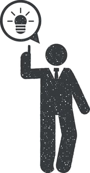 Idea, office, job icon vector illustration in stamp style