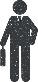Businessman go office icon vector illustration in stamp style
