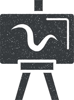 Easel, paint icon vector illustration in stamp style