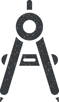 Dividers, tool icon vector illustration in stamp style