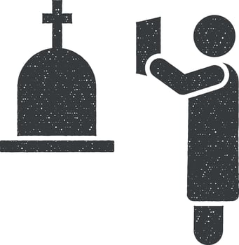 Dead bible funeral man icon vector illustration in stamp style