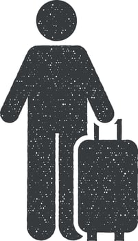 Holidays, man icon vector illustration in stamp style