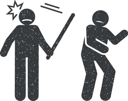Brutal, cruel, harsh, mean icon vector illustration in stamp style