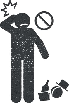Dirty, man, messed up, messy icon vector illustration in stamp style