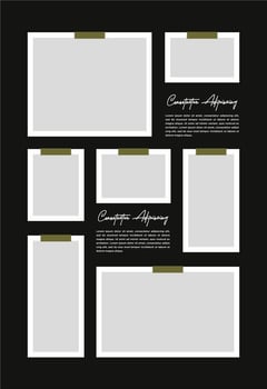 Pictures or photos frame collage abstract photo frames and digital photo wall template vector