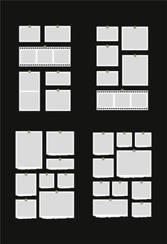 Pictures or photos frame collage abstract photo frames and digital photo wall template vector