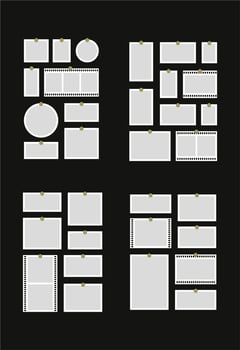 Pictures or photos frame collage abstract photo frames and digital photo wall template vector