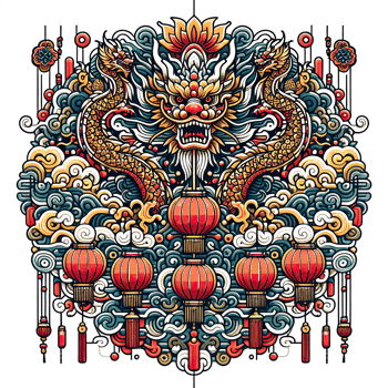 AI generated the Chinese New Year with Dragon Icon and symbol in Chinese culture png