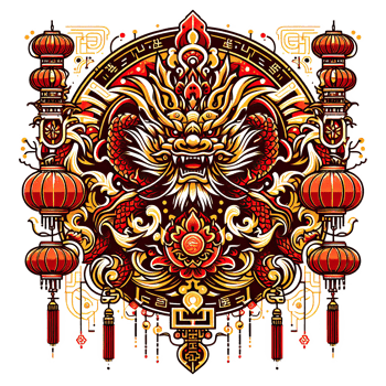 AI generated the Chinese New Year with Dragon Icon and symbol in Chinese culture png