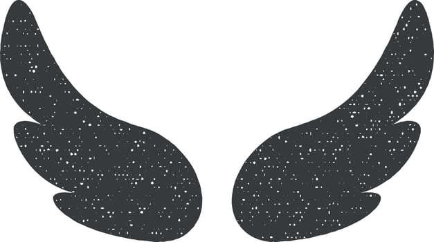 Angel wings vector icon illustration with stamp effect