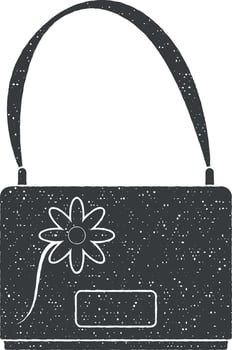 women s handbag with a flower vector icon illustration with stamp effect