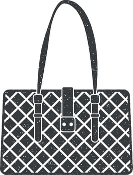 fashionable handbag vector icon illustration with stamp effect