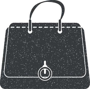 ladies handbag vector icon illustration with stamp effect
