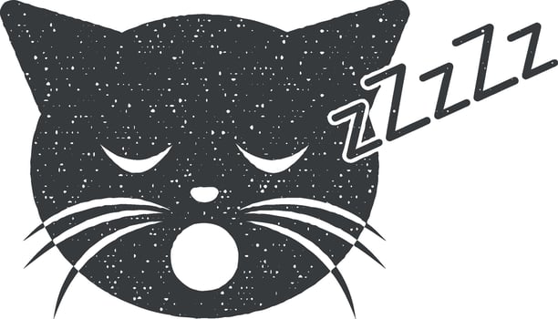 sleeping cat vector icon illustration with stamp effect