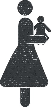 mother holding an infant vector icon illustration with stamp effect