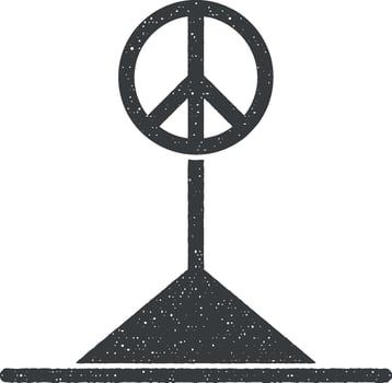 peace sign vector icon illustration with stamp effect