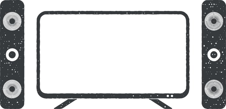 home theater vector icon illustration with stamp effect