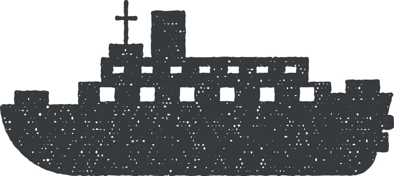 Water transport, ship vector icon illustration with stamp effect
