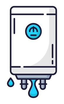 Color plumbing service icon with boiler leakage vector