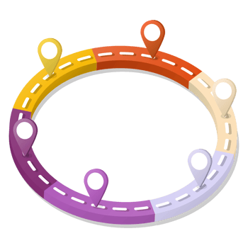 3D Road way infographic circle of 6 steps and business icons for finance process steps. png