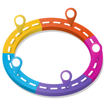 3D Road way infographic circle of 5 steps and business icons for finance process steps. png