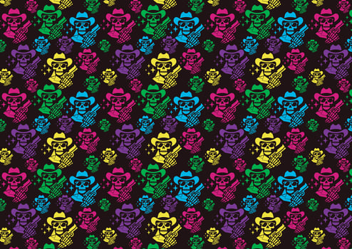 cowboy skull with gun vector, pattern illustration, for backgrounds and fabrics, wallpaper vector