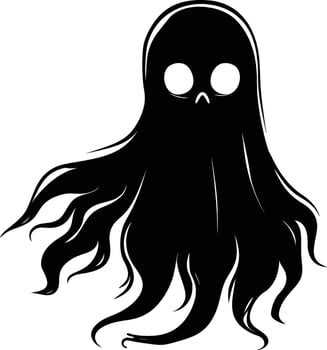 AI generated Silhouette cute ghost black color only full body body vector