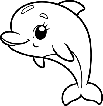 Dolphin cartoon character line doodle black and white coloring page png