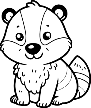 Badger cartoon character line doodle black and white coloring page png