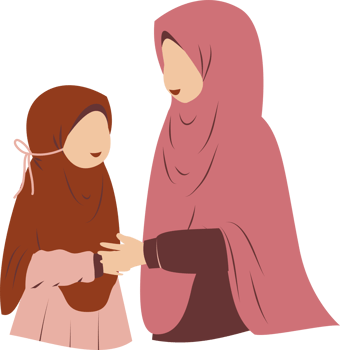 Illustration of mother with her daughter png