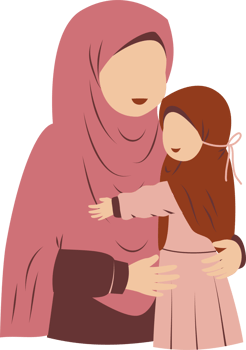Illustration of mother with her daughter png