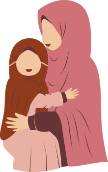 Illustration of mother with her daughter png