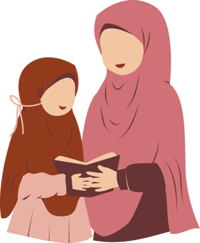 Illustration of mother with her daughter png