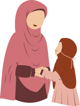 Illustration of mother with her daughter png
