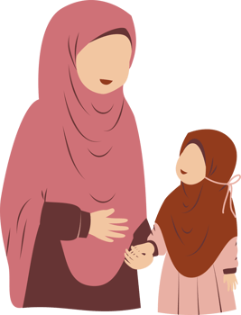 Illustration of mother with her daughter png