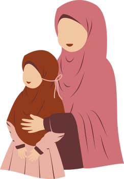Illustration of mother with her daughter png