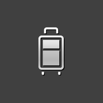 Traveling suitcase icon in metallic grey color style. Journey holiday business vector