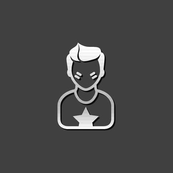 Football fans avatar icon in metallic grey color style. Sport spectator fans vector