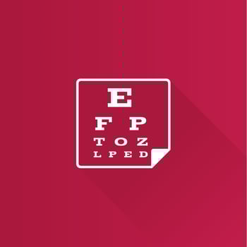 Eye test page flat color icon long shadow vector illustration