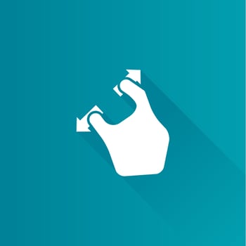 Finger gesture flat color icon long shadow vector illustration