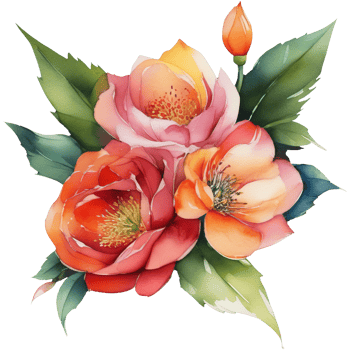 AI generated Watercolor floral illustration with vibrant colors, for wedding stationary, greetings, wallpapers, fashion, transparent background. png