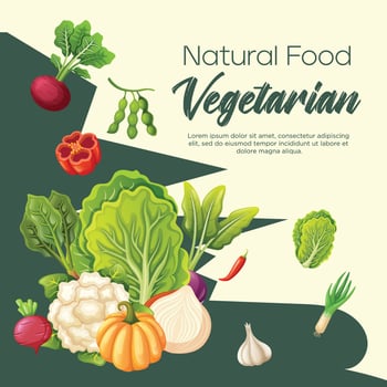 Organic and healthy food template social media post design vector